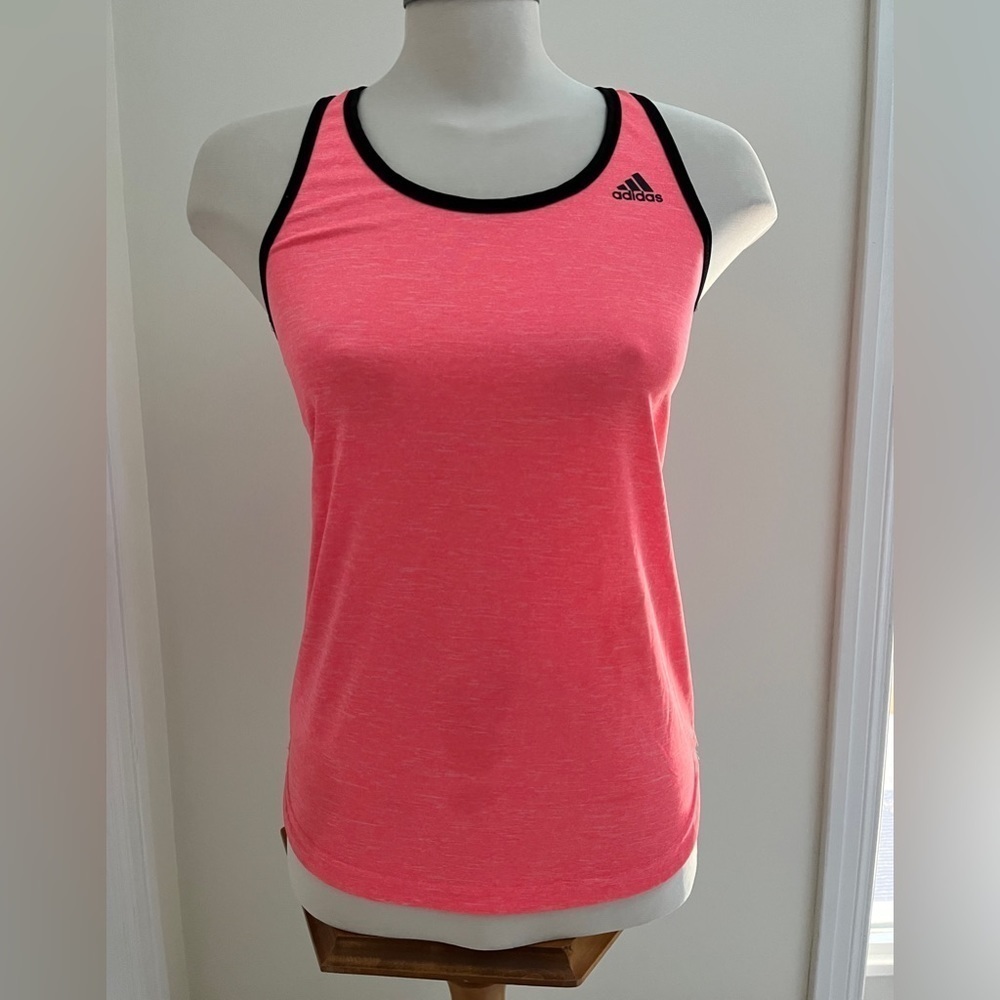 Adidas climalite racerback tank top athletic pink with black womens size xsmall